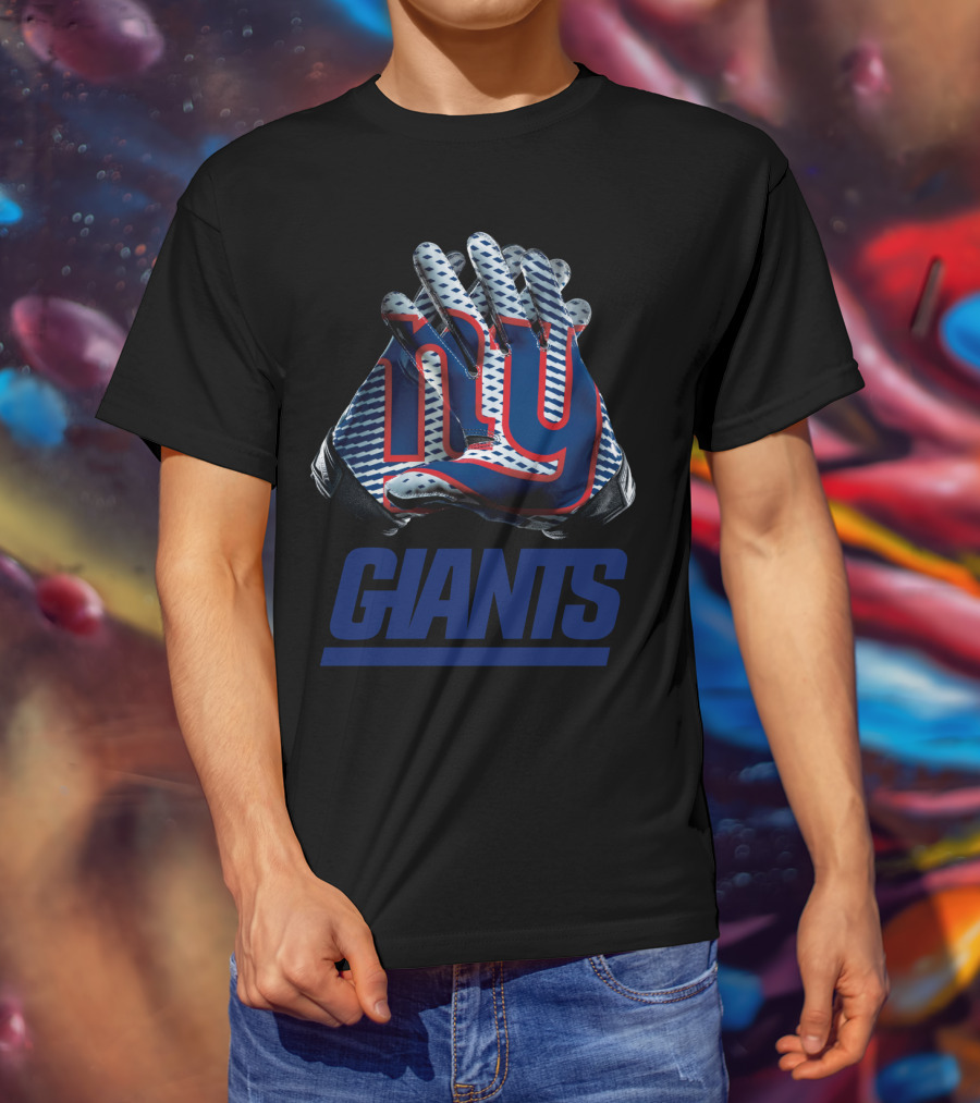 New York Giants Ny Logo Nfl Gloves T-Shirt