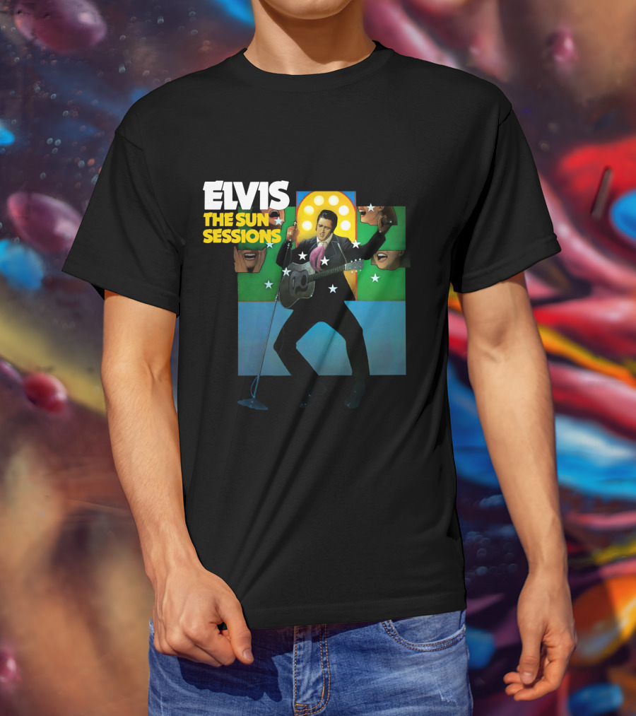 ELVIS The Sun Sessions Iconic Performance Imagery With Guitar And Microphone T-Shirt