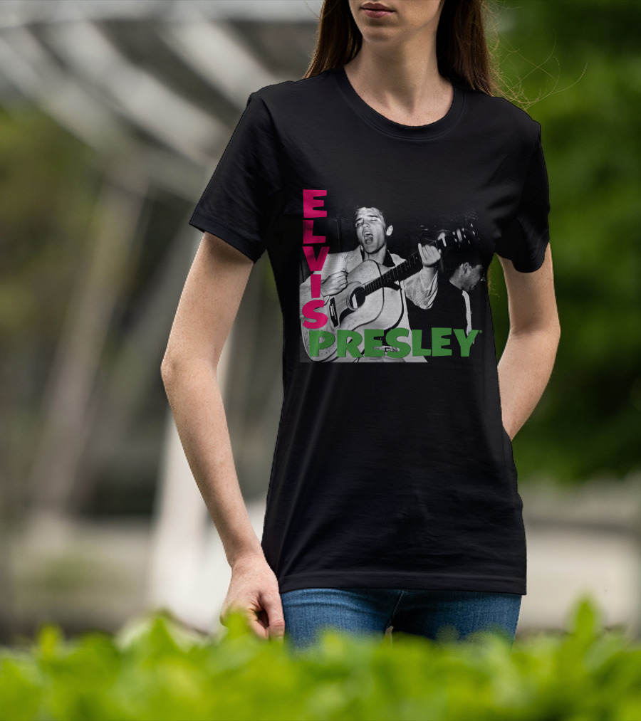 Elvis Presley Guitar Performance Iconic Vintage Image T-Shirt