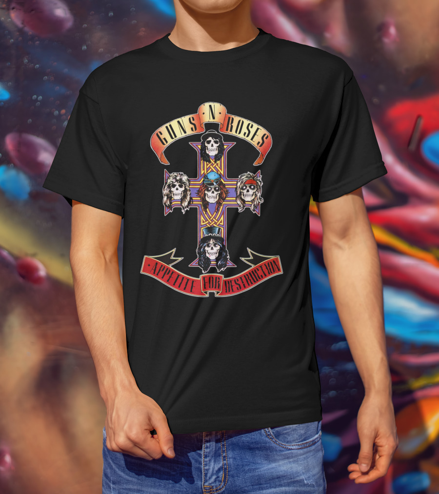 Guns N' Roses Appetite For Destruction Skeleton Cross T-Shirt