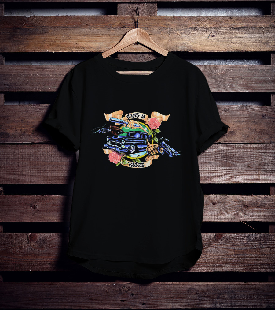Guns N' Roses 08 1993 Live Classic Car And Pistols Retro T-Shirt