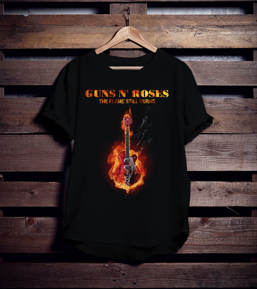 Guns N' Roses The Flame Still Burns Guitar Fire T-Shirt