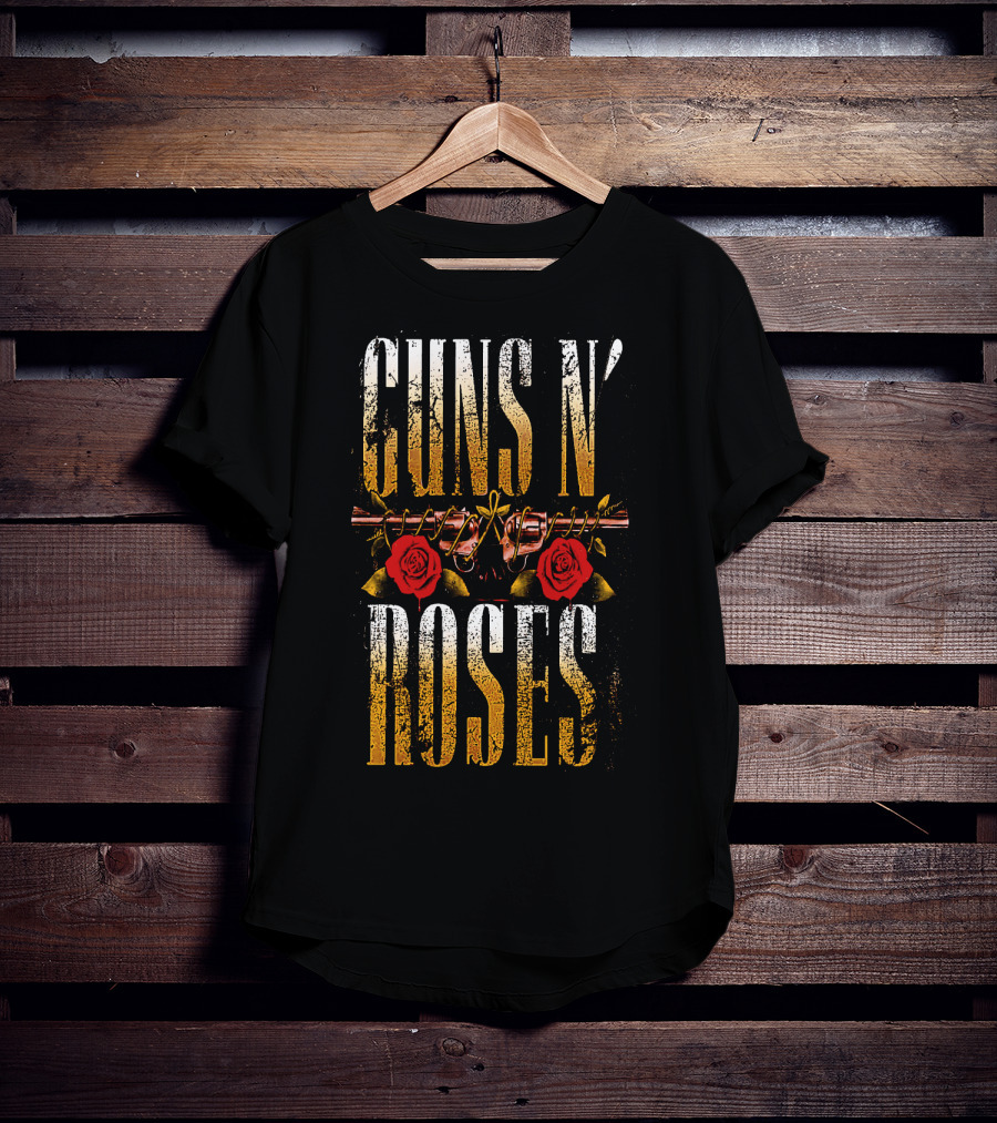 Guns N' Roses Dual Pistols With Red Roses T-Shirt