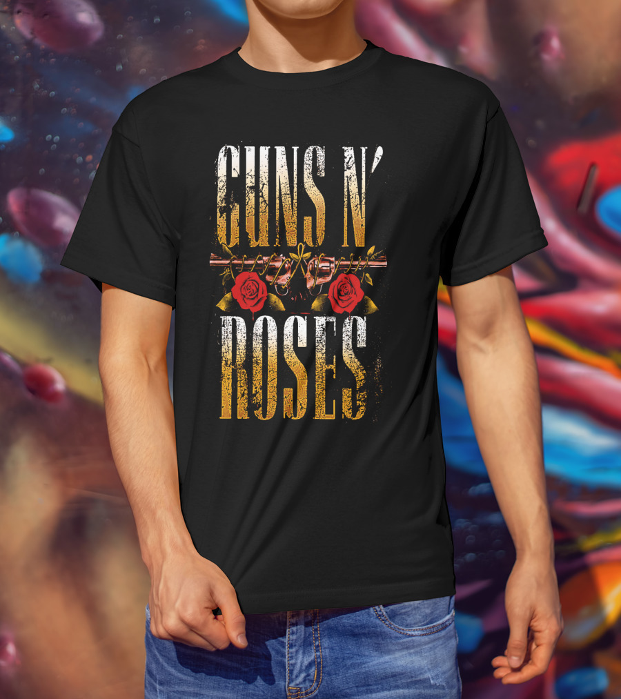 Guns N' Roses Dual Pistols With Red Roses T-Shirt