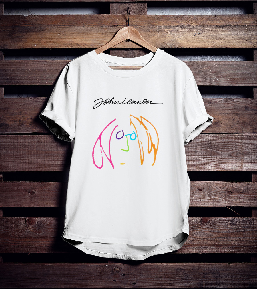 John Lennon Signature Neon Line Art Face JLN 04 Imagine T-Shirt