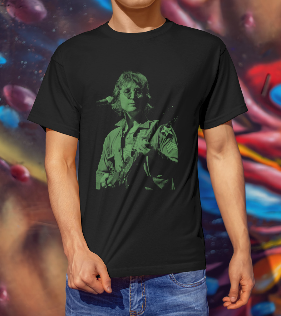 Jln 03 John Lennon Iconic Green Photograph T-Shirt