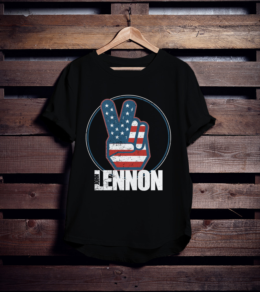 Jln John Lennon Peace Sign American Flag Style T-Shirt