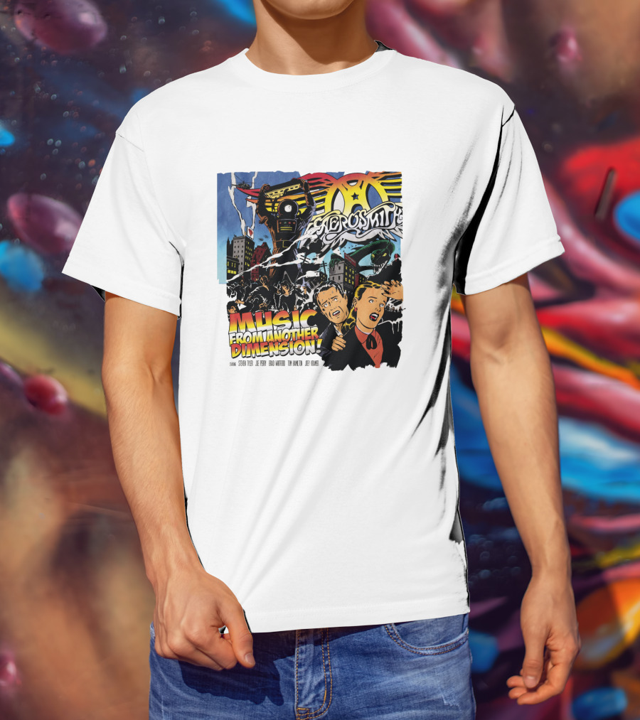 Aerosmith Music From Another Dimension Comic-Style Galactic Robot Skyline T-Shirt