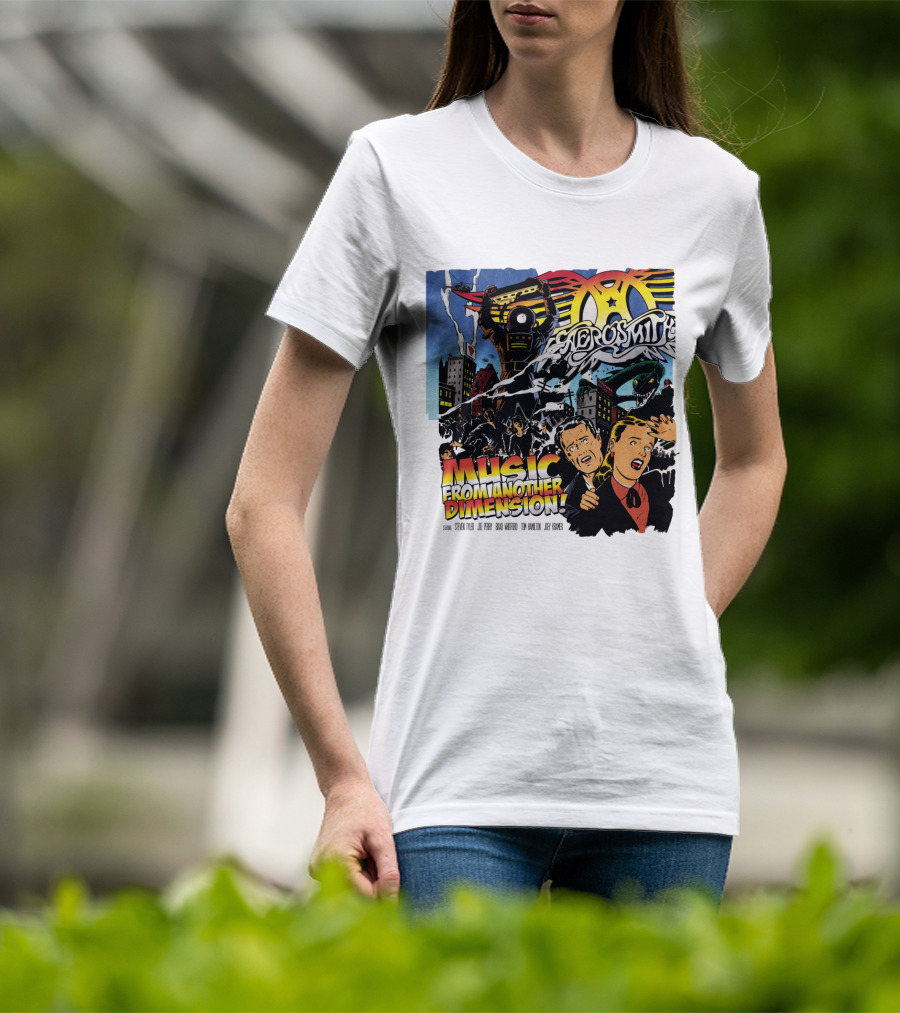 Aerosmith Music From Another Dimension Comic-Style Galactic Robot Skyline T-Shirt