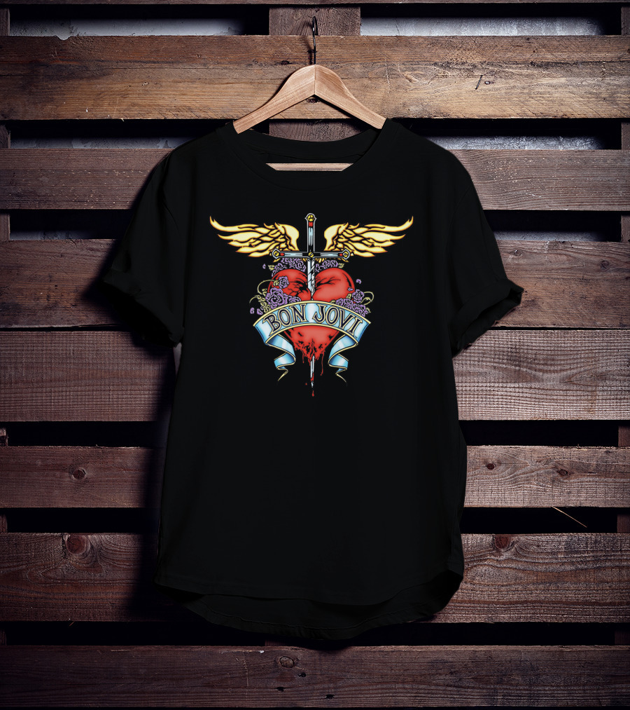 Bon Jovi Heart And Dagger Winged T-Shirt
