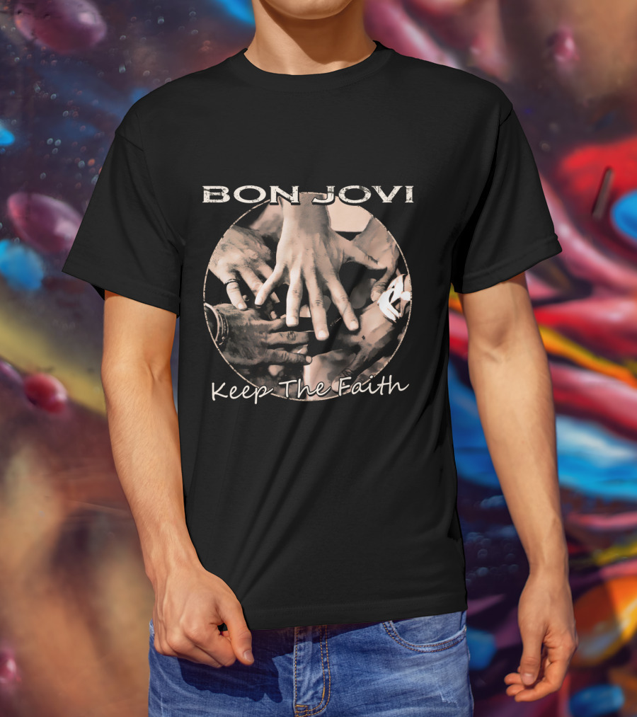 BON JOVI Keep The Faith Hands Circle T-Shirt