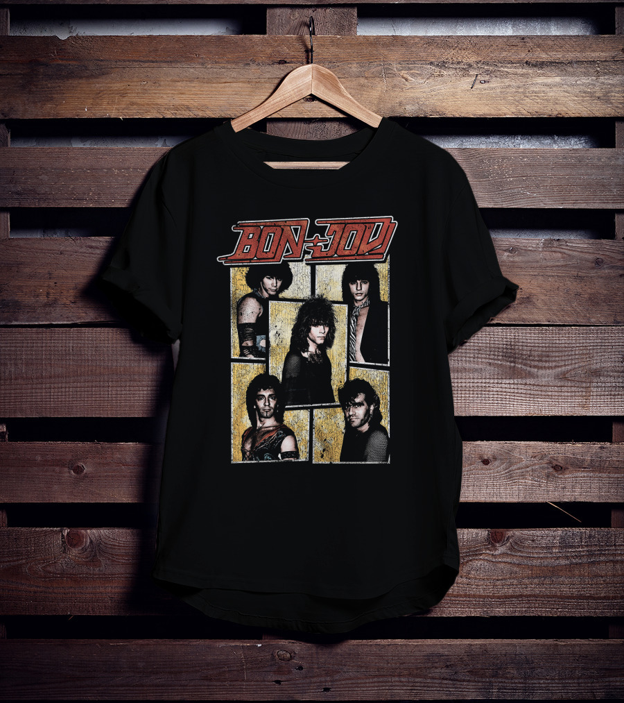 Bon Jovi Band Members Vintage Photo Collage T-Shirt
