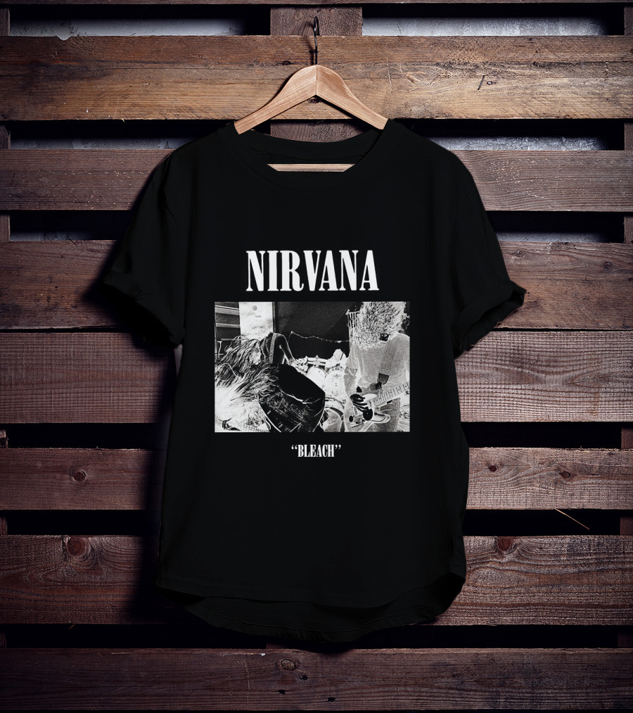 Nirvana Bleach Album Cover Black And White Negative T-Shirt