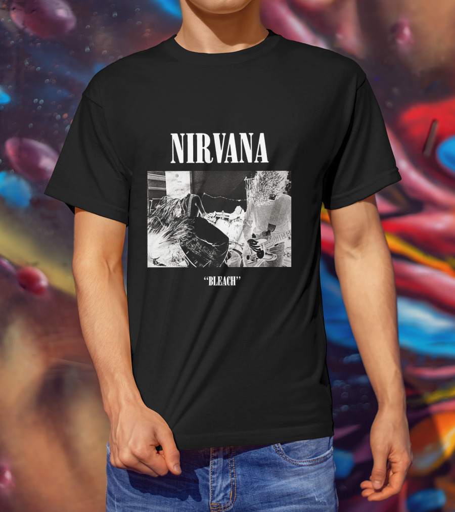 Nirvana Bleach Album Cover Black And White Negative T-Shirt