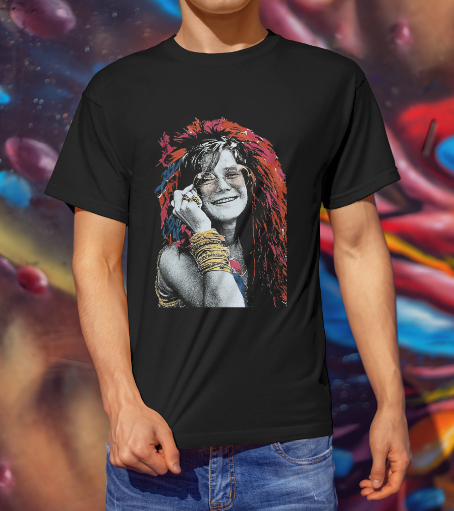 Jnjl 10 Iconic Smiling Portrait With Colorful Hair And Sunglasses T-Shirt