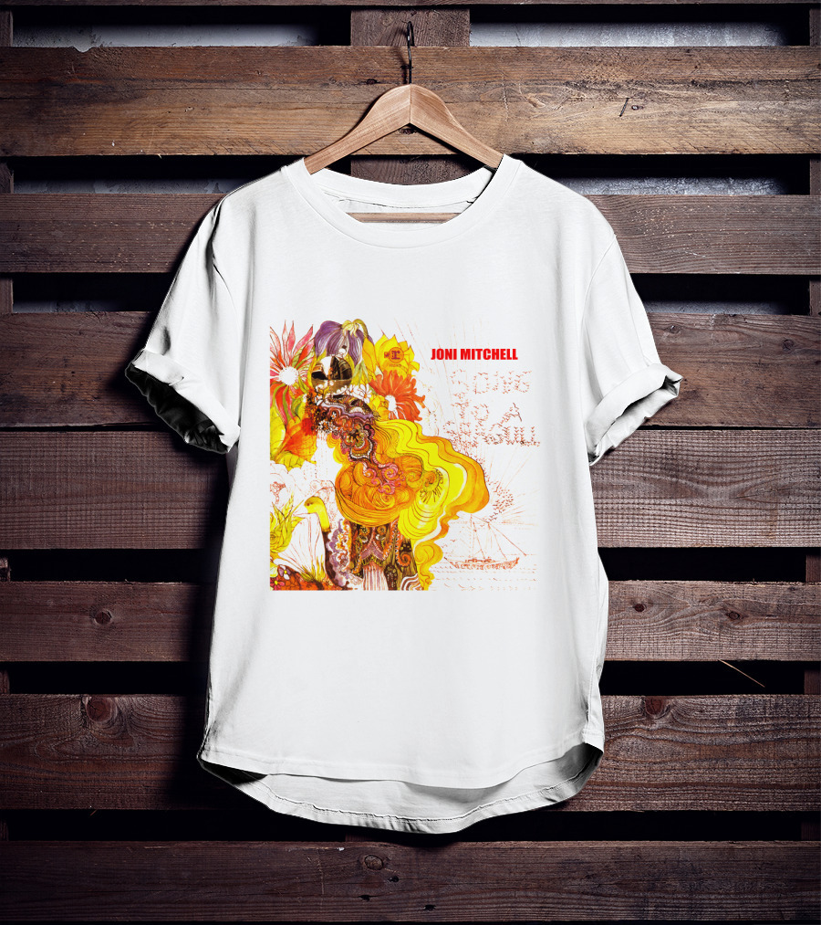 Joni Mitchell Song To A Seagull Colorful Floral Artwork With Yellow Orange Accents T-Shirt