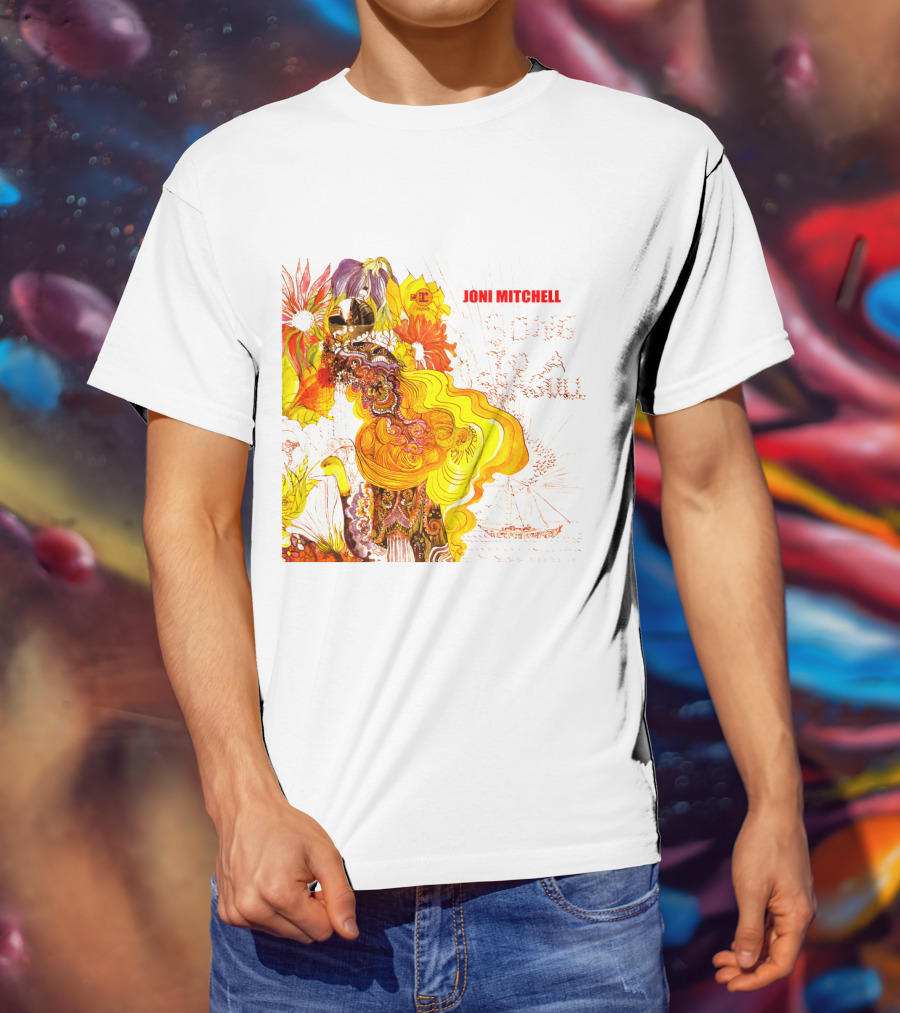 Joni Mitchell Song To A Seagull Colorful Floral Artwork With Yellow Orange Accents T-Shirt