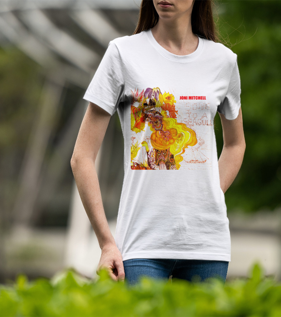 Joni Mitchell Song To A Seagull Colorful Floral Artwork With Yellow Orange Accents T-Shirt