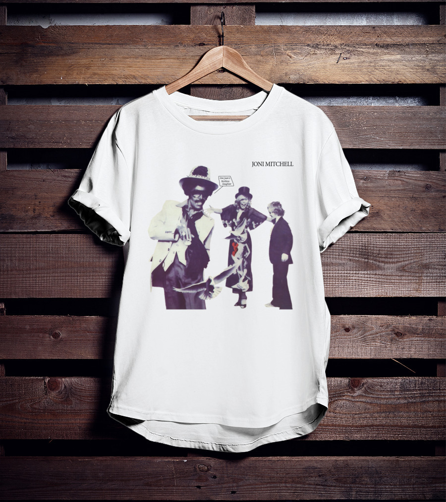 Joni Mitchell Don Juan's Reckless Daughter Album Cover Imagery With Figures And Birds T-Shirt
