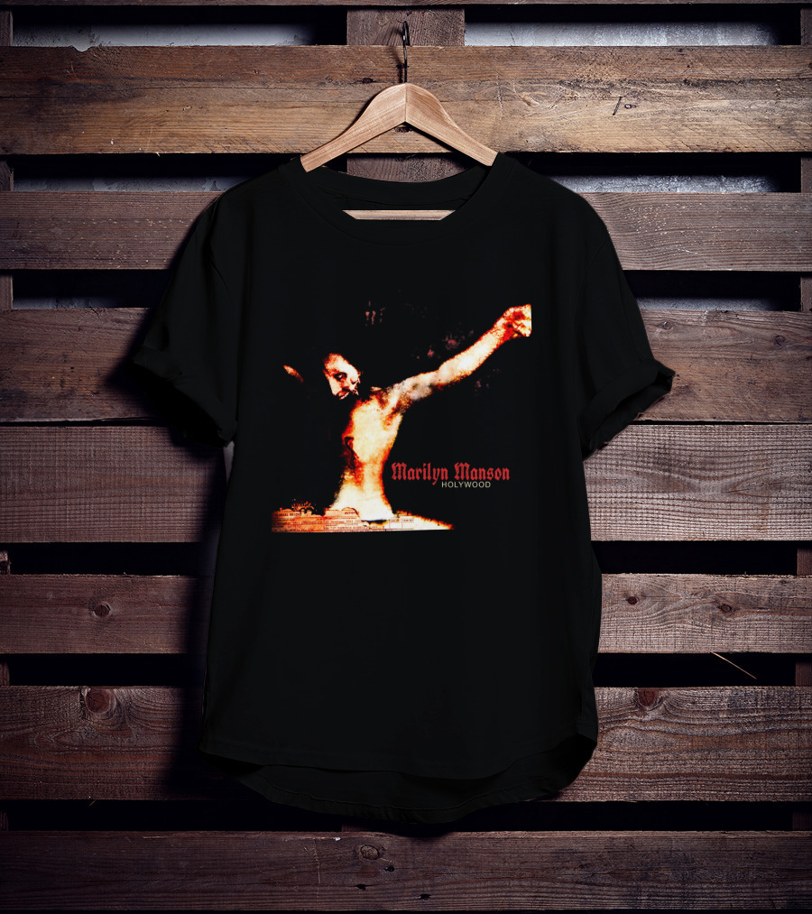 Marilyn Manson Holywood Crucifixion Imagery With MMS 04 Elements T-Shirt