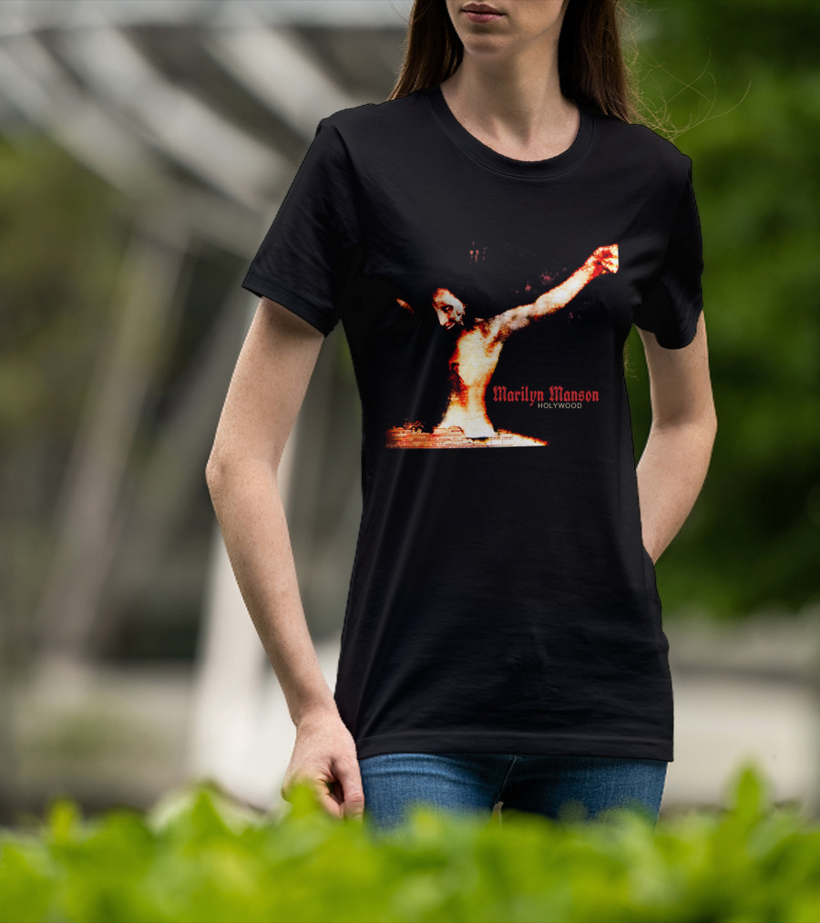 Marilyn Manson Holywood Crucifixion Imagery With MMS 04 Elements T-Shirt
