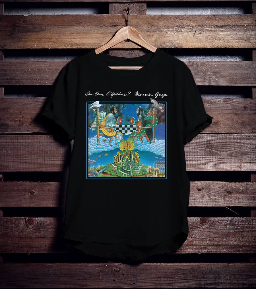 In Our Lifetime? Marvin Gaye Album Checkerboard Angels Earth Journey T-Shirt