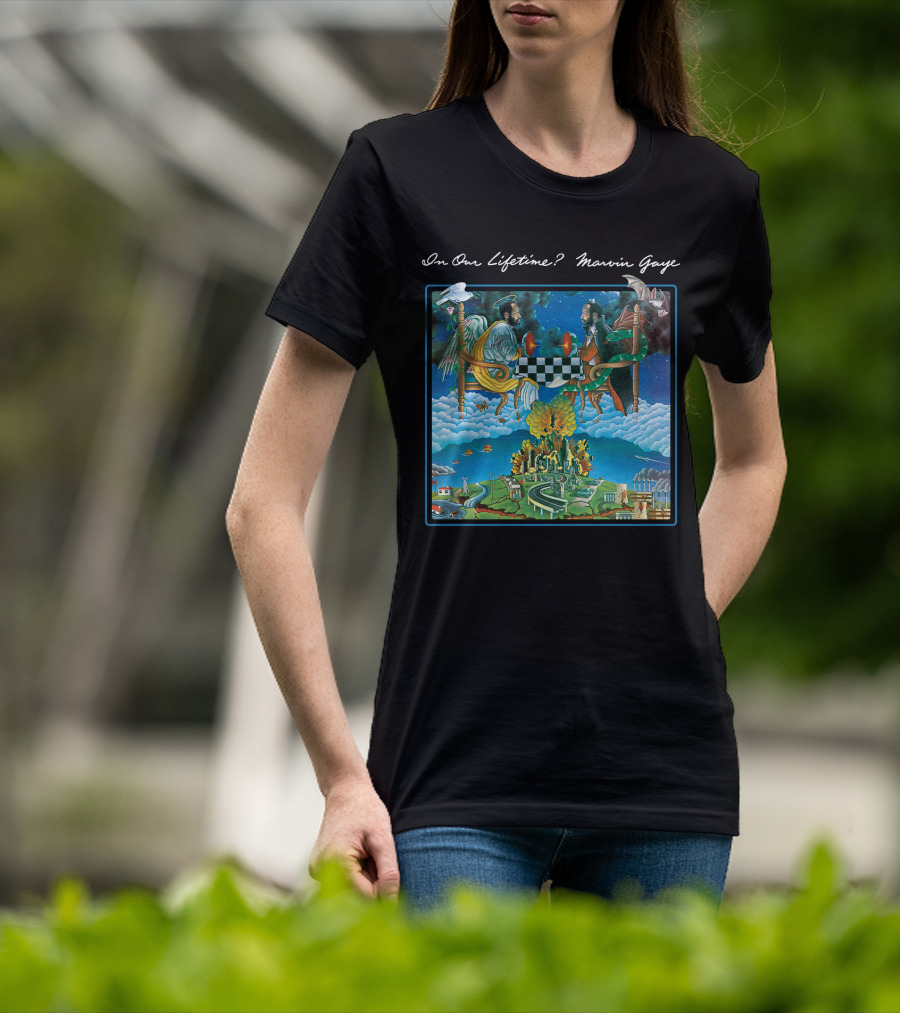 In Our Lifetime? Marvin Gaye Album Checkerboard Angels Earth Journey T-Shirt