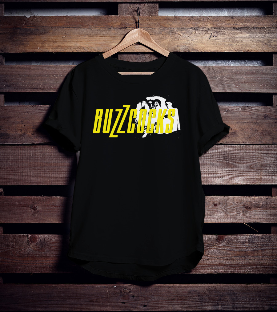 BUZZCOCKS Yellow Logo With Band Photo T-Shirt