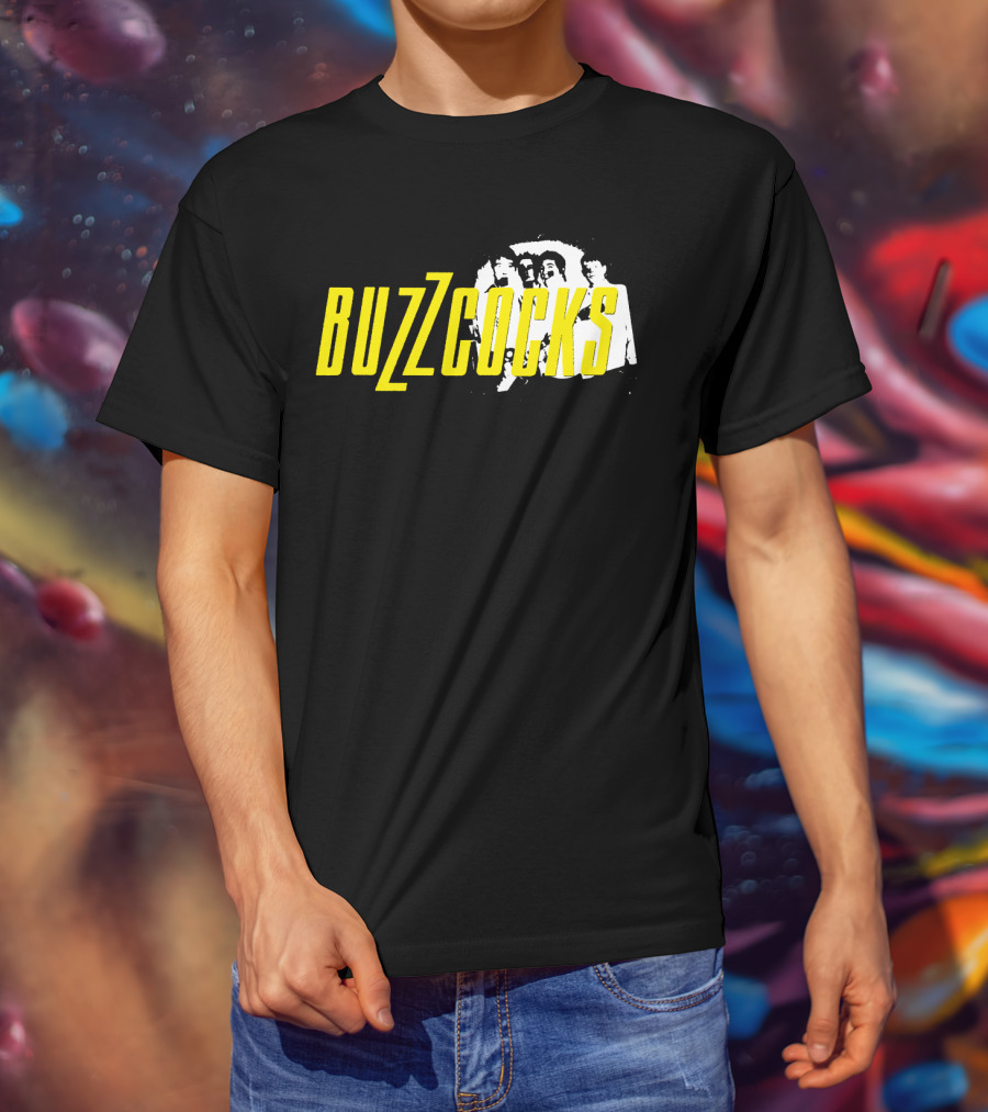 BUZZCOCKS Yellow Logo With Band Photo T-Shirt