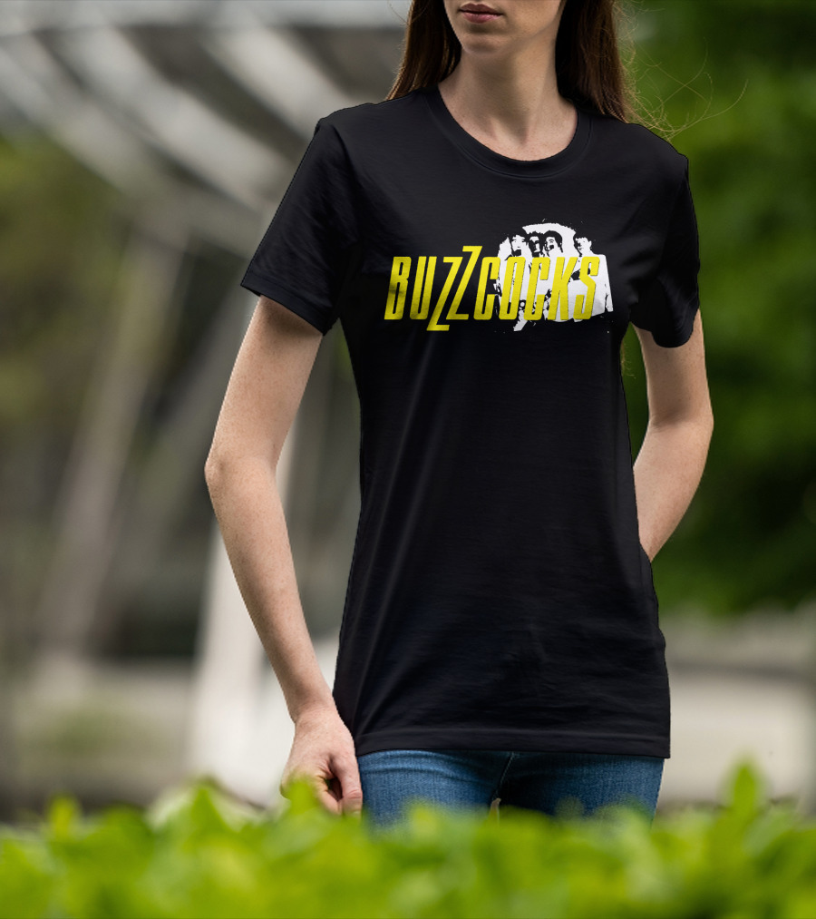 BUZZCOCKS Yellow Logo With Band Photo T-Shirt