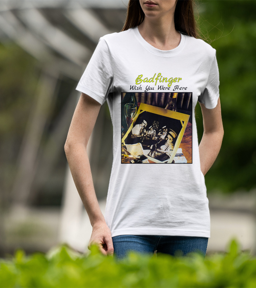 Badfinger Wish You Were Here Album Art Photographic Table Setting With Drinks And Photographs T-Shirt