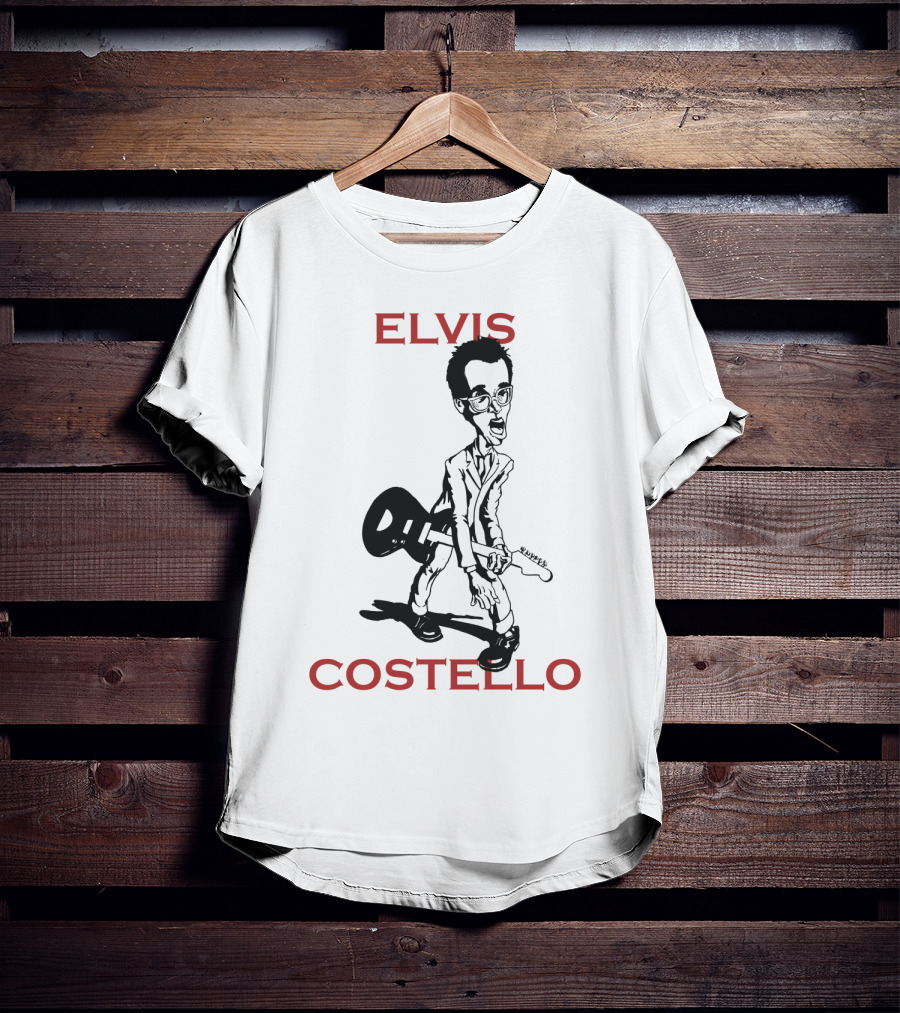 Elvis Costello Caricature With Guitar T-Shirt