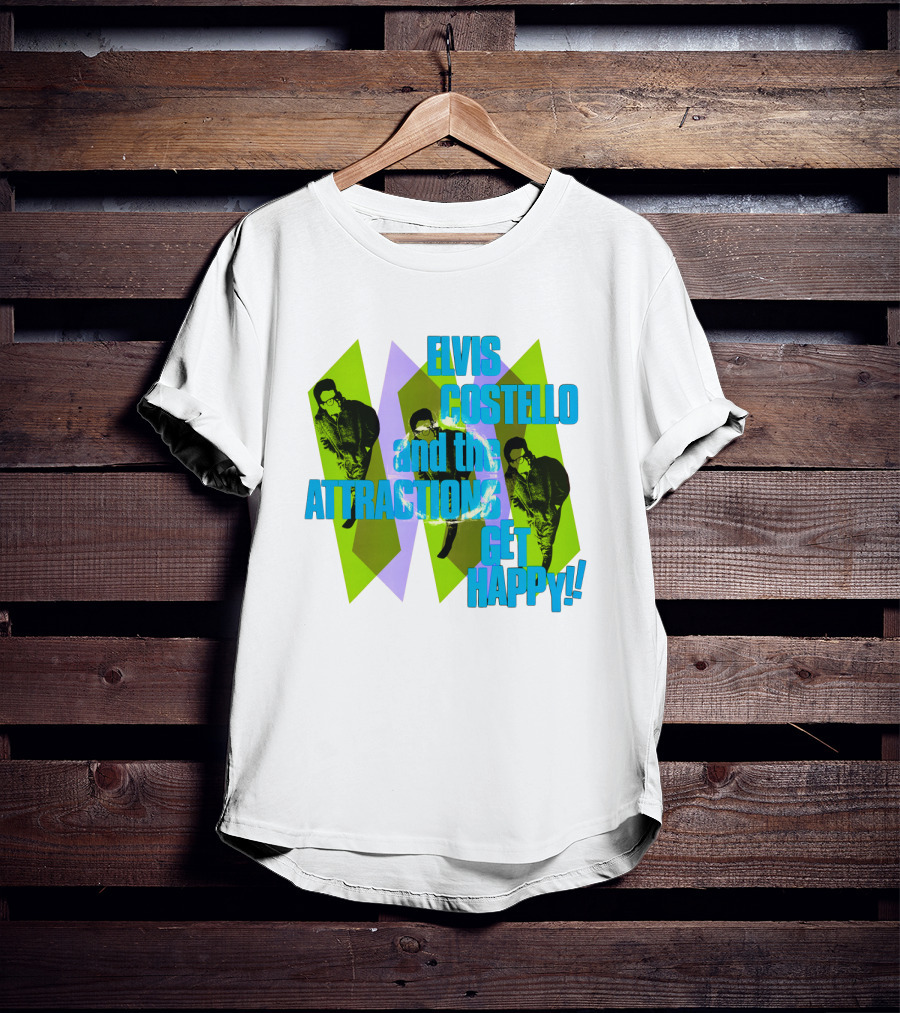Elvis Costello And The Attractions Get Happy!! Vintage Style Music Poster T-Shirt