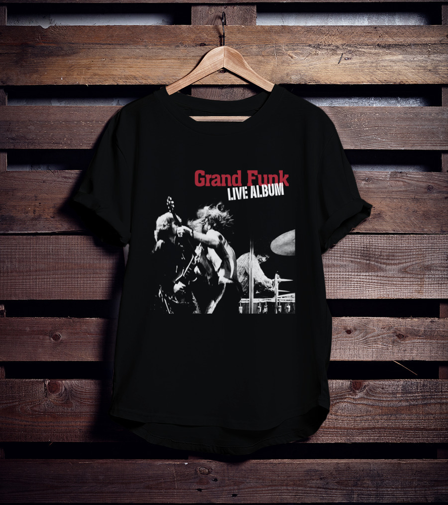 Grand Funk Live Album Black And White Concert Imagery Gfr T-Shirt