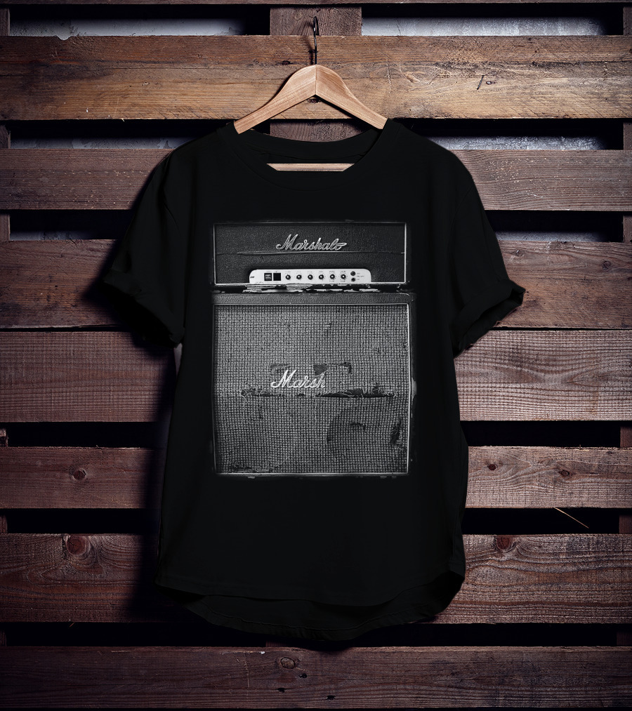 Marshall Vintage Amplifier Stack Black And White Image T-Shirt