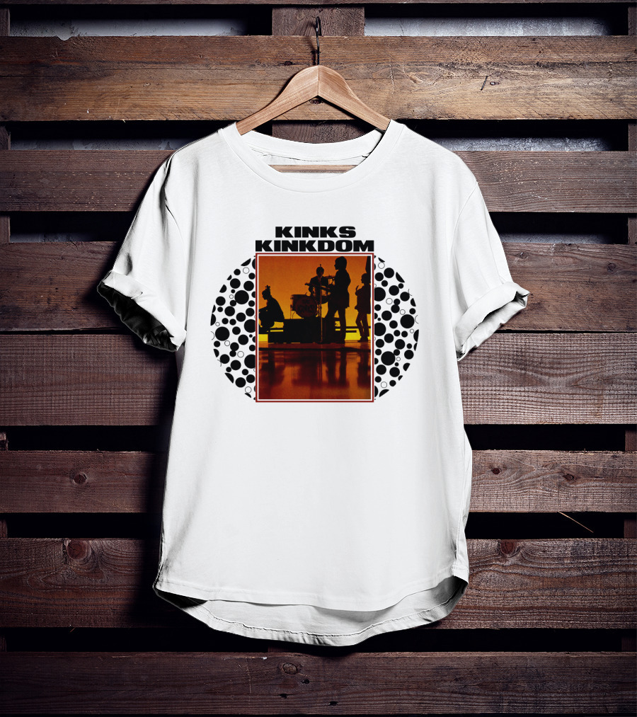 Kinks Kinkdom TKK 08 Band Silhouette With Drum Set And Spotted Circles T-Shirt