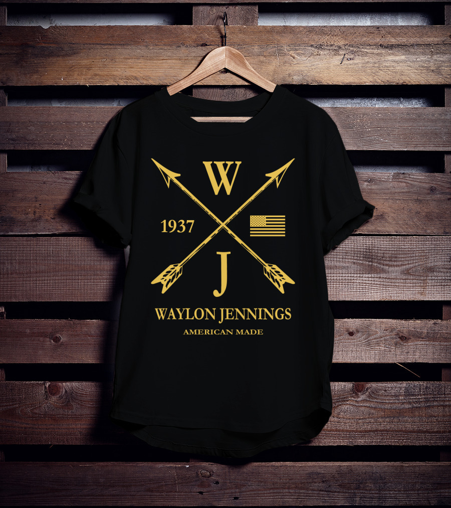 Waylon Jennings WJ 1937 American Made USA Flag Arrows T-Shirt