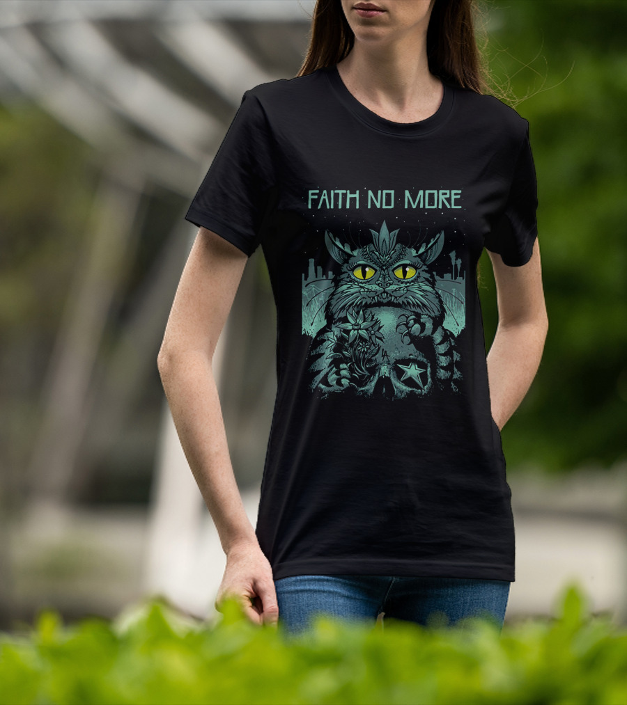 Faith No More Galactic Cat 09 Starry Night Skyline T-Shirt