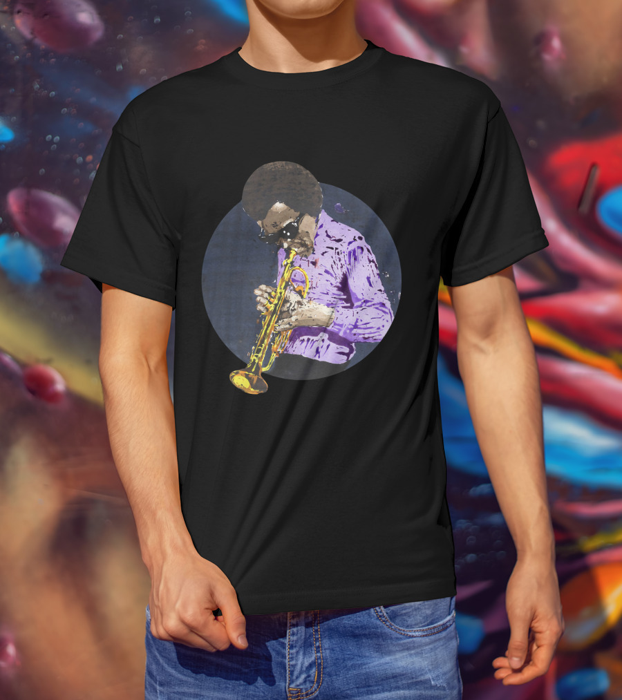 Mdv Miles Davis Vintage Jazz Trumpeter Iconic Purple Style T-Shirt