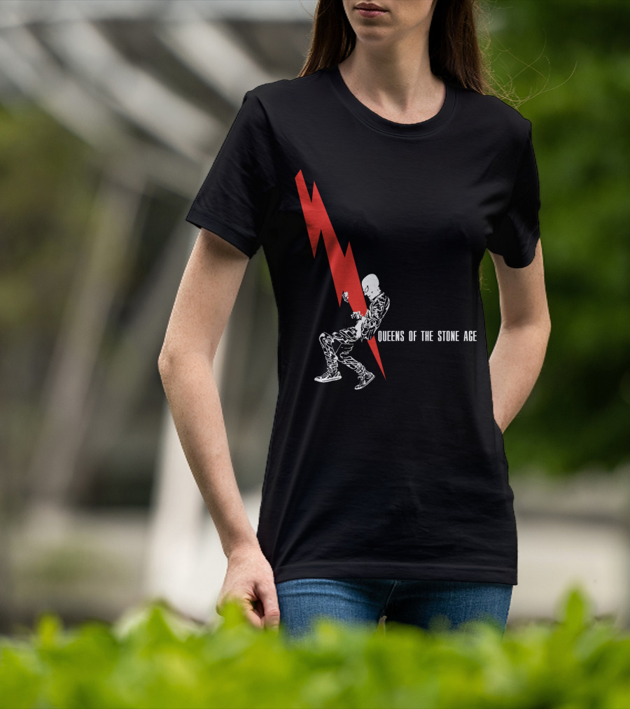 Queens Of The Stone Age Red Lightning Skeleton T-Shirt