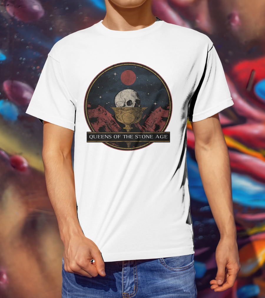 Queens Of The Stone Age Skull Goblet Moon Desert T-Shirt