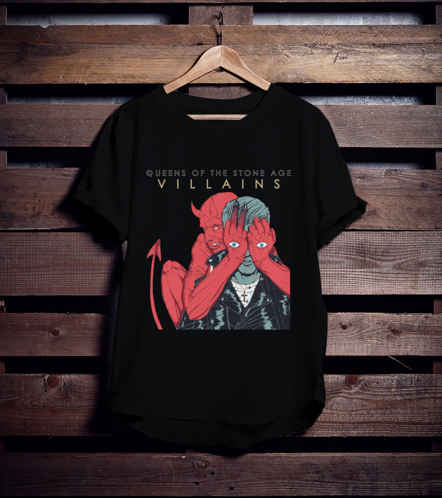 Queens Of The Stone Age Villains Devil And Leather Jacket T-Shirt