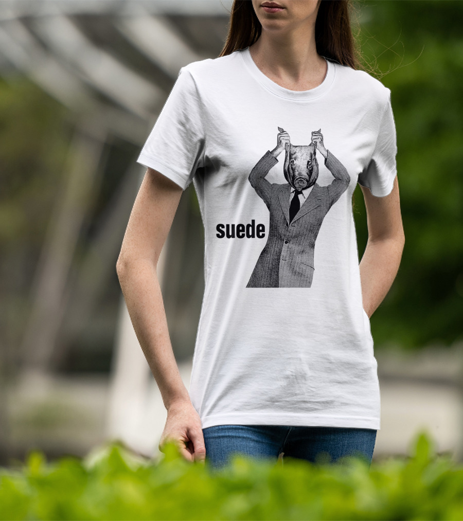Suede Pig Head Suit Man Artwork Sde T-Shirt