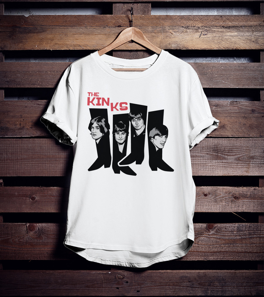 The Kinks Iconic Band Members Black Silhouette Art T-Shirt