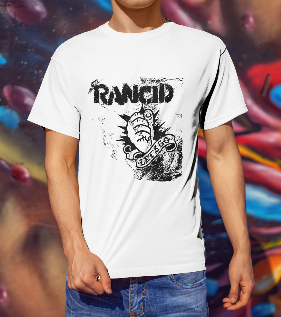 Rancid Let's Go Fist Logo Grunge Style T-Shirt