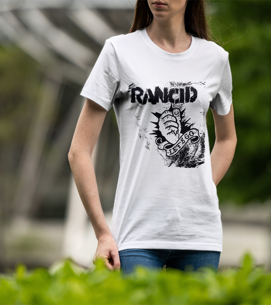Rancid Let's Go Fist Logo Grunge Style T-Shirt