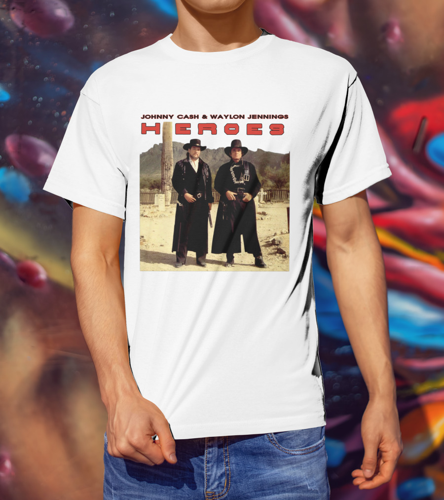Johnny Cash & Waylon Jennings Heroes Desert Scene T-Shirt