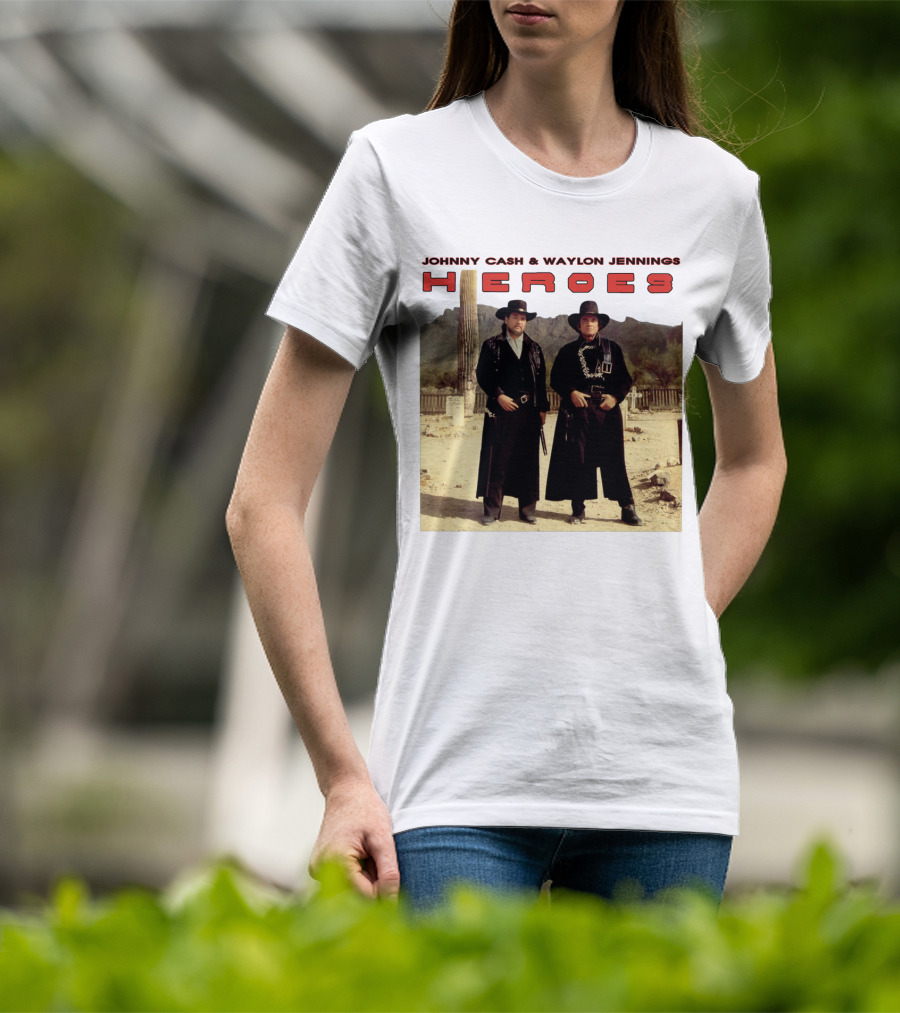 Johnny Cash & Waylon Jennings Heroes Desert Scene T-Shirt