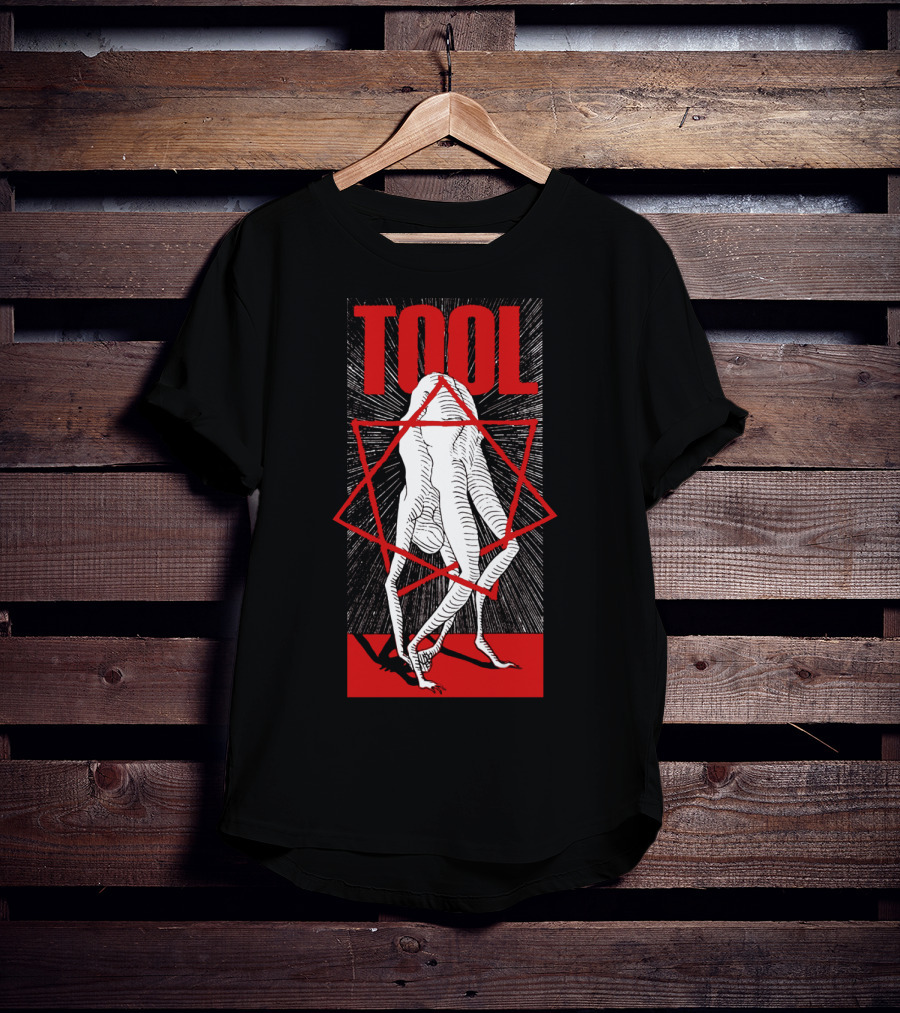 Tool Six-Legged Figure With Geometric Red Star On Black And Red Abstract T-Shirt