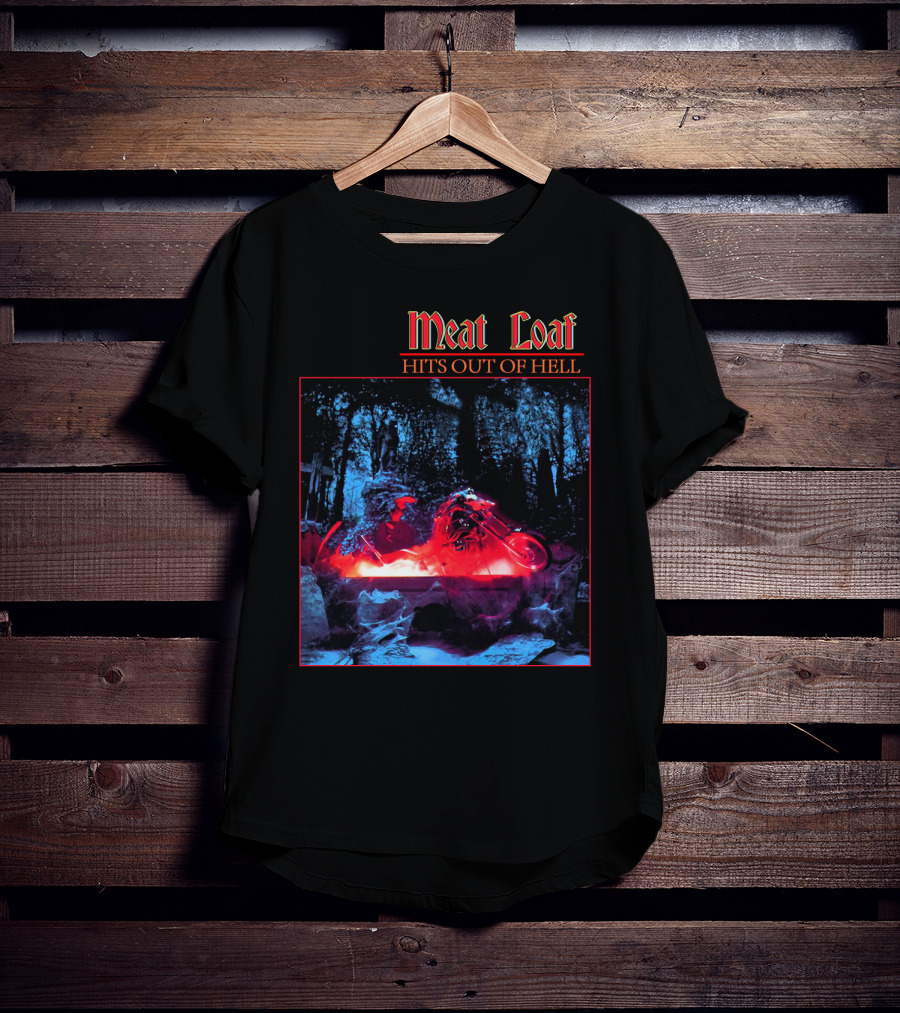 Meat Loaf Hits Out Of Hell Motorcycle Forest Scene T-Shirt